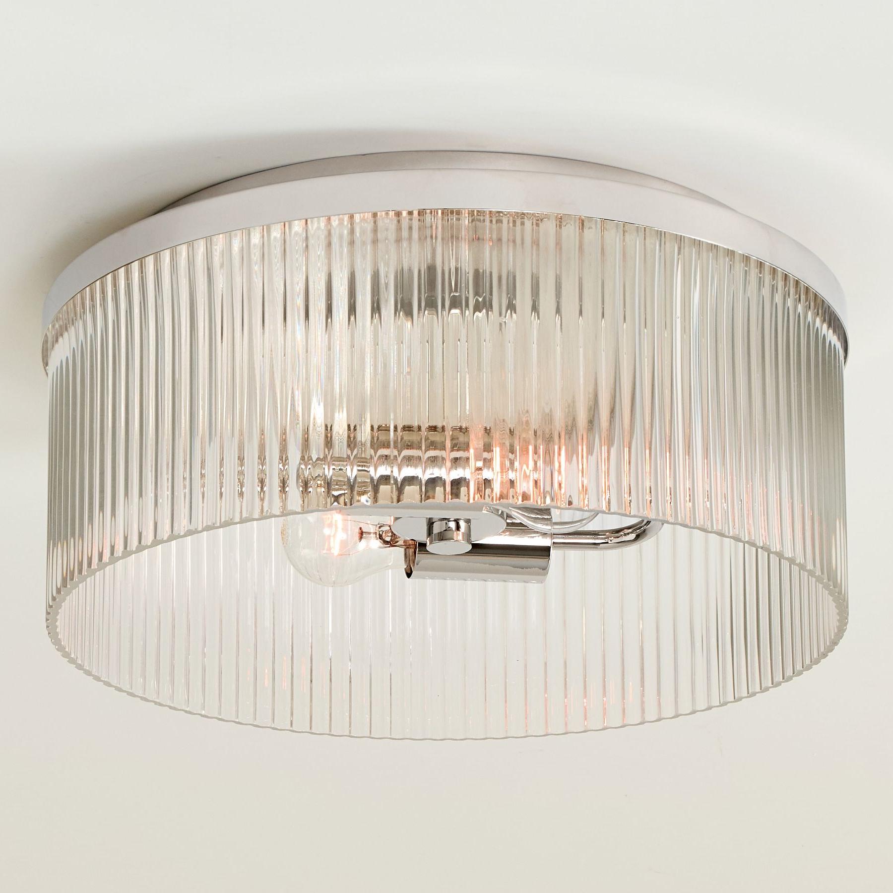 Retro Brass Striped Glass Drum Ceiling Lamp | Antique Bronze Fluted ...